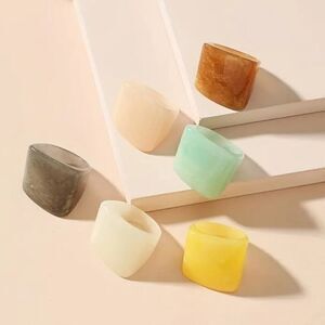 Chunky Acrylic Resin Ring Bold Wide Dome Design, Retro Stackable Fashion Jewelry